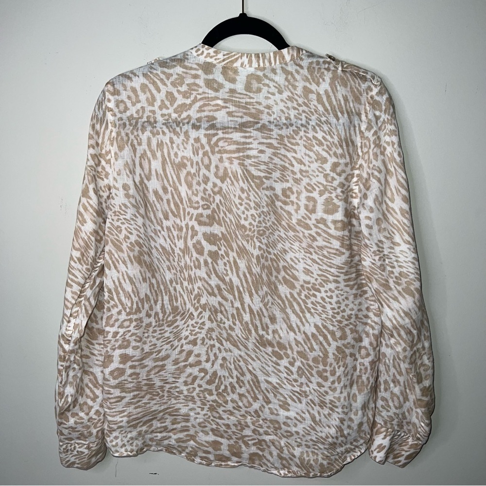 Calvin Klein Linen Cheetah Print Button Up Blouse - image 7